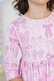 Twinkle Ties 3/4 Sleeve Pocket Twirl Dress - Aaria Tees Aaria Tees