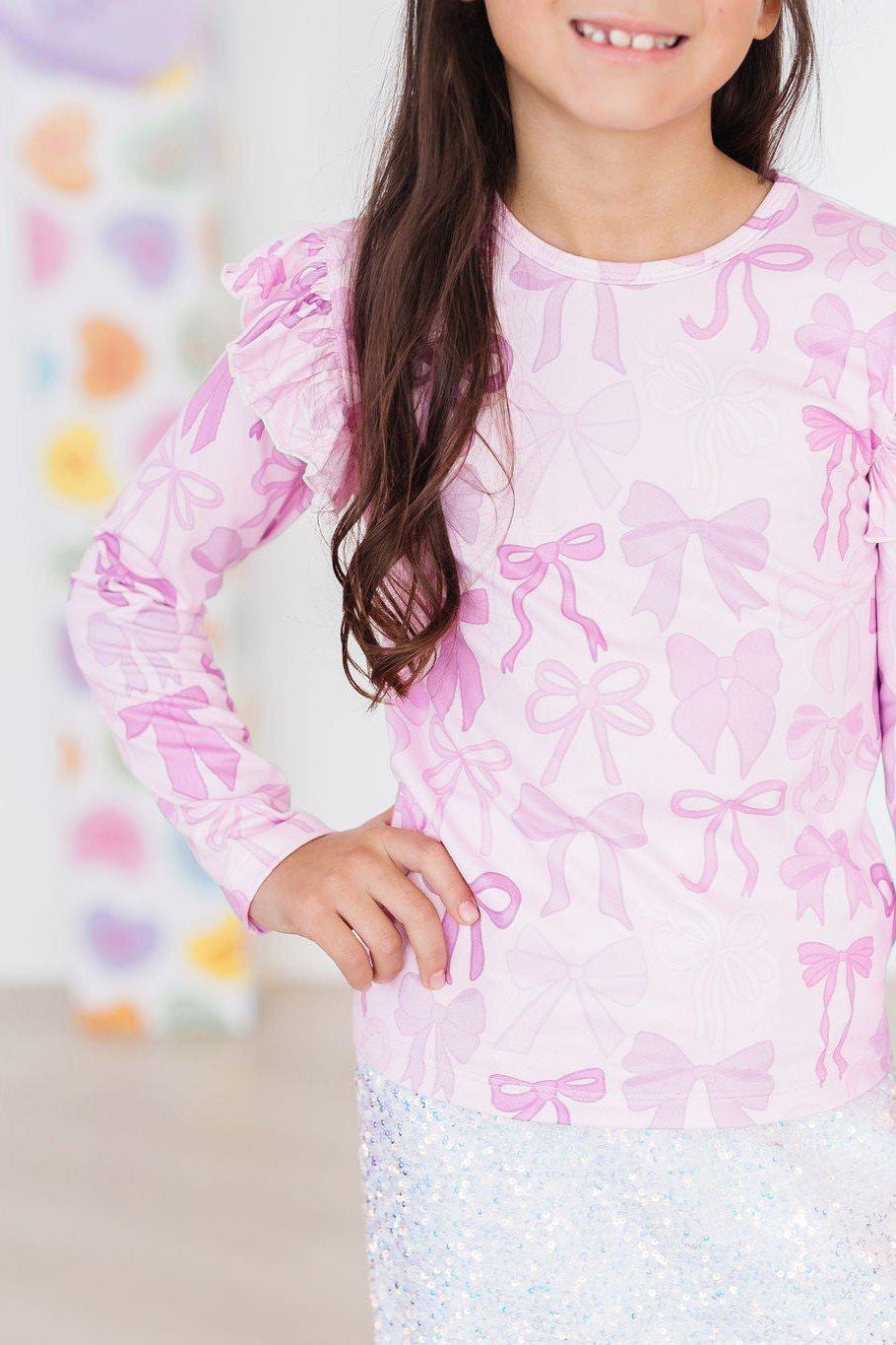 Twinkle Ties L/S Ruffle Tee - Aaria Tees Aaria Tees