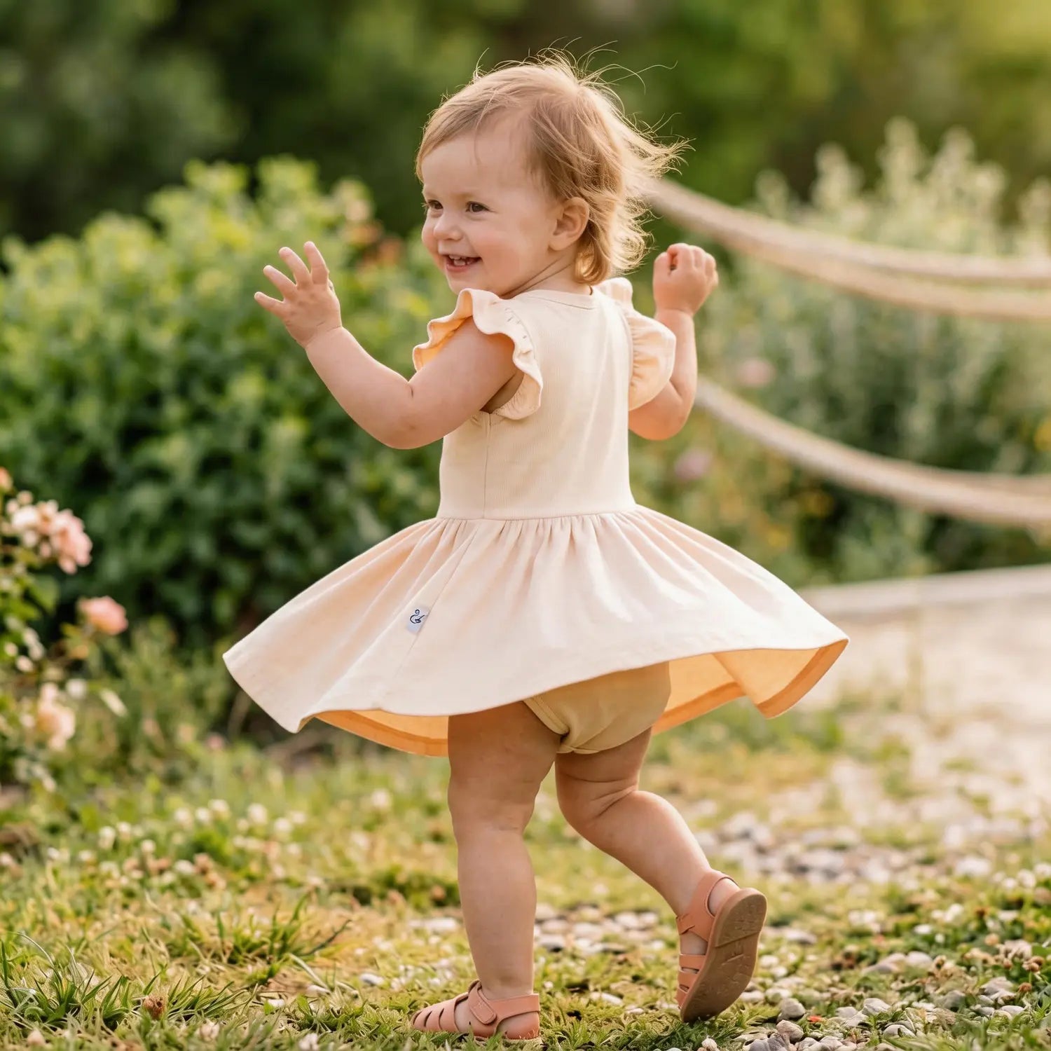 Twirl Bodysuit Dress in Sand - Aaria Tees Aaria Tees