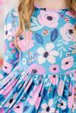 Twirling in Teal 3/4 Sleeve Pocket Twirl Dress - Aaria Tees Aaria Tees