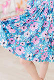 Twirling in Teal 3/4 Sleeve Pocket Twirl Dress - Aaria Tees Aaria Tees