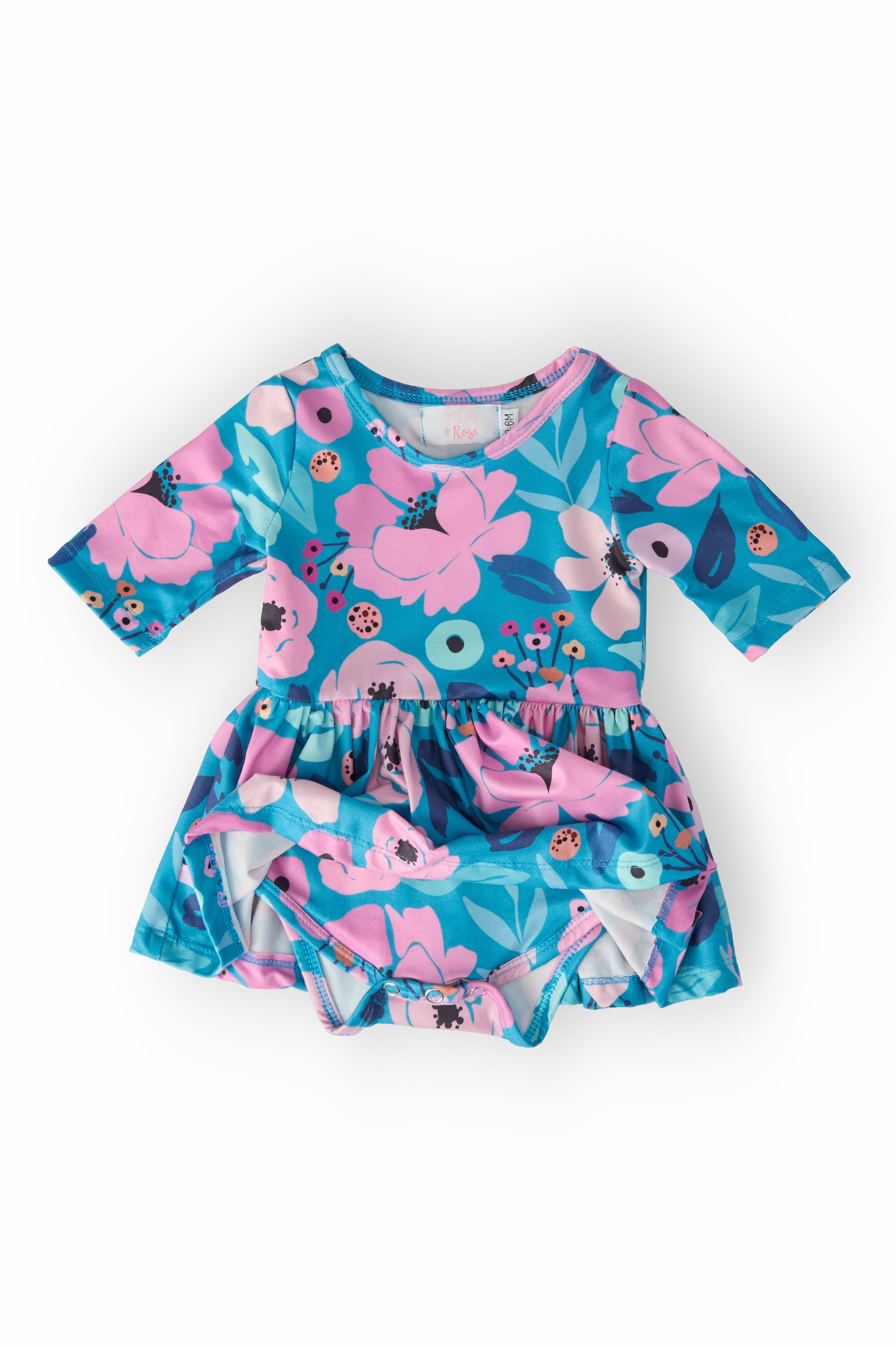 Twirling in Teal 3/4 Sleeve Twirl Bodysuit - Aaria Tees Aaria Tees