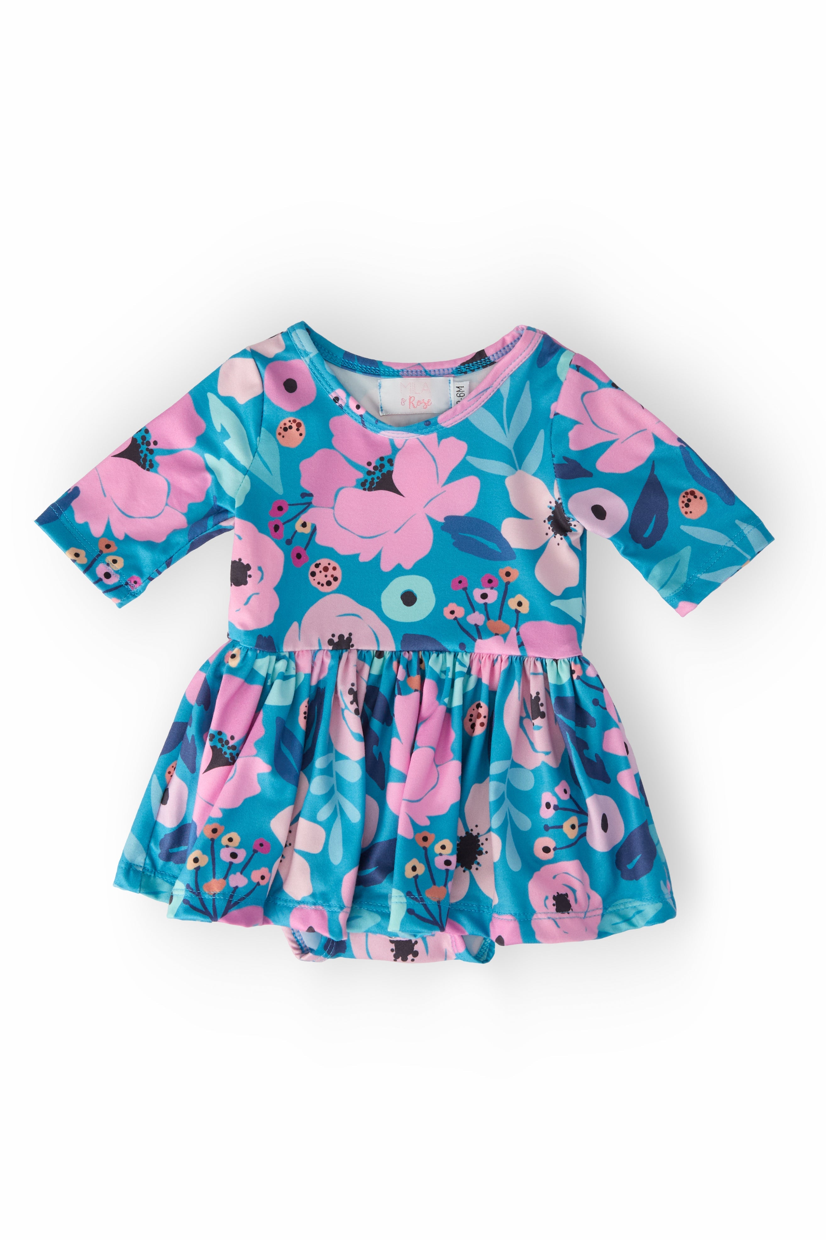 Twirling in Teal 3/4 Sleeve Twirl Bodysuit - Aaria Tees Aaria Tees