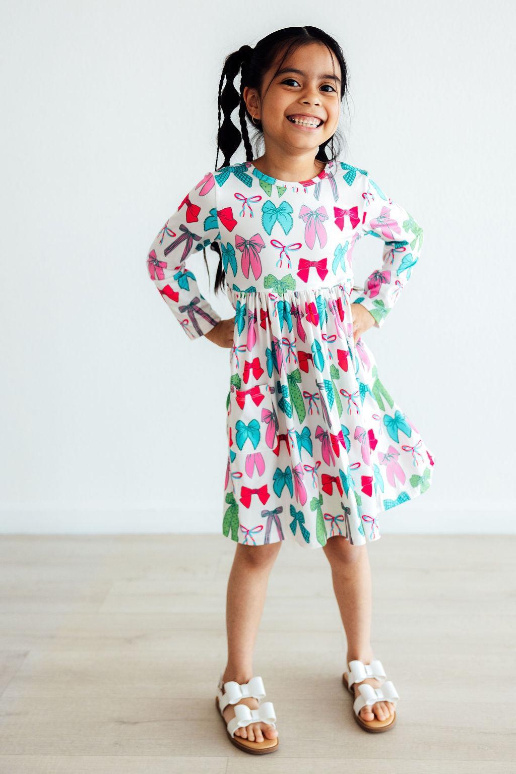 Twirls & Ties L/S Pocket Twirl Dress - Aaria Tees Aaria Tees