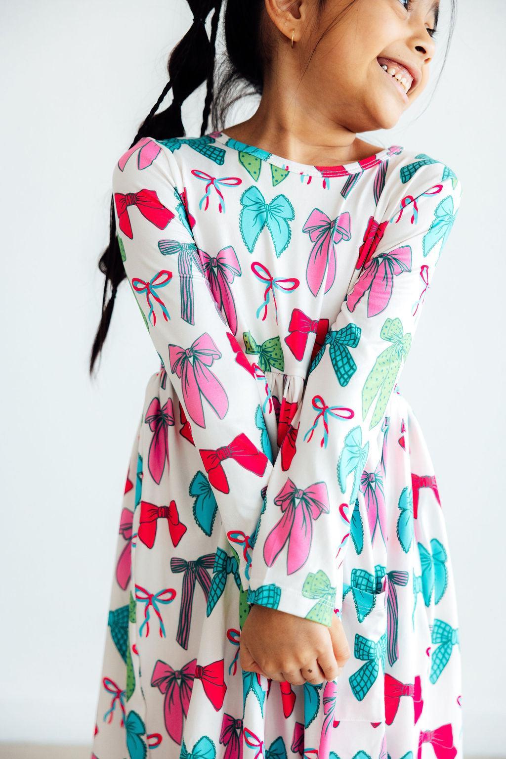Twirls & Ties L/S Pocket Twirl Dress - Aaria Tees Aaria Tees