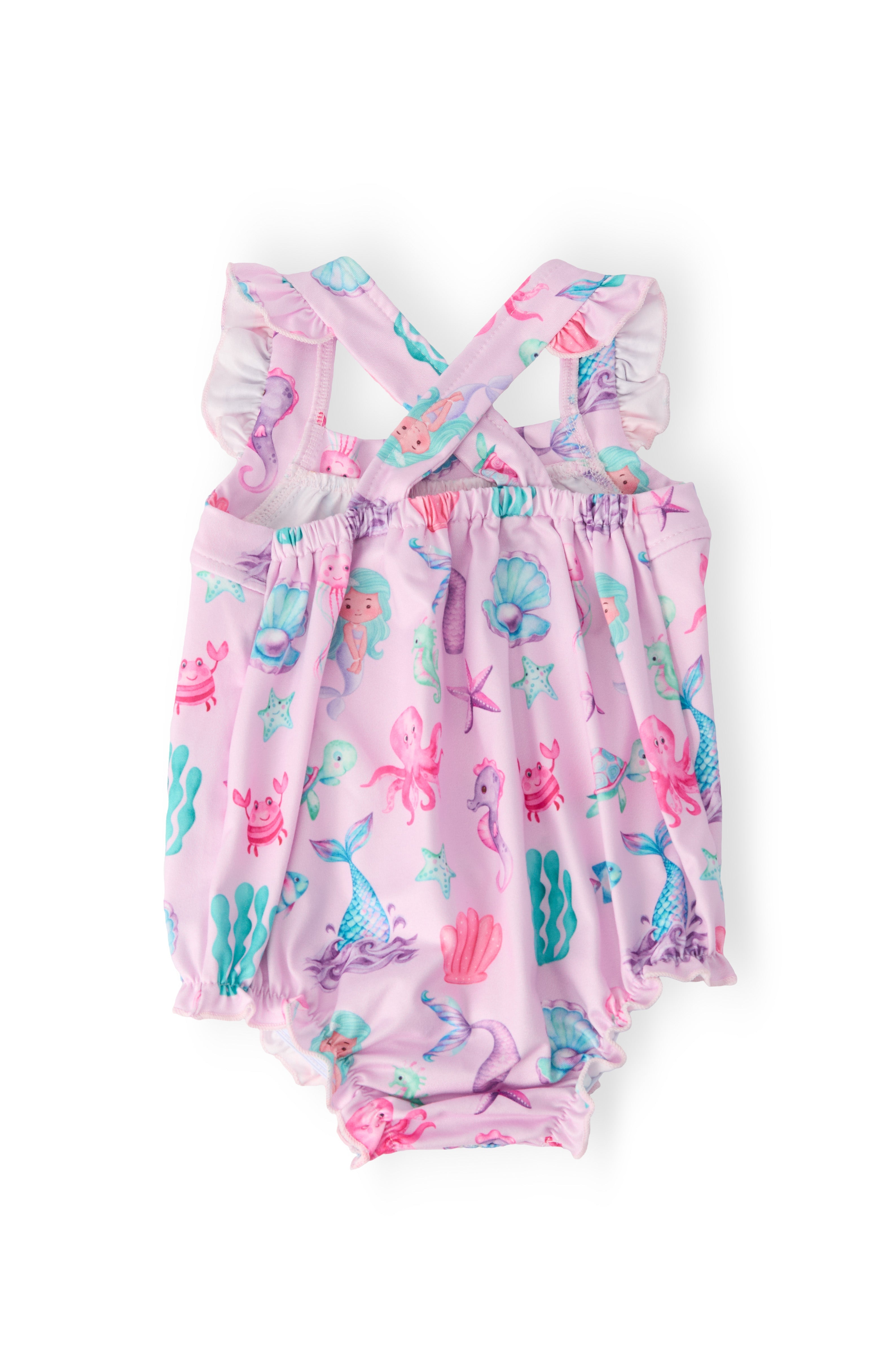 Under the Sea Ruffle Cross Back Romper - Aaria Tees Aaria Tees