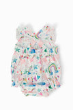Unicorn Kisses Ruffle Cross Back Romper - Aaria Tees Aaria Tees