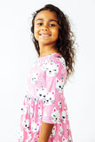 Unicorn Kitties 3/4 Sleeve Pocket Twirl Dress - Aaria Tees Aaria Tees