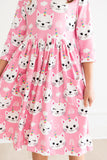 Unicorn Kitties 3/4 Sleeve Pocket Twirl Dress - Aaria Tees Aaria Tees