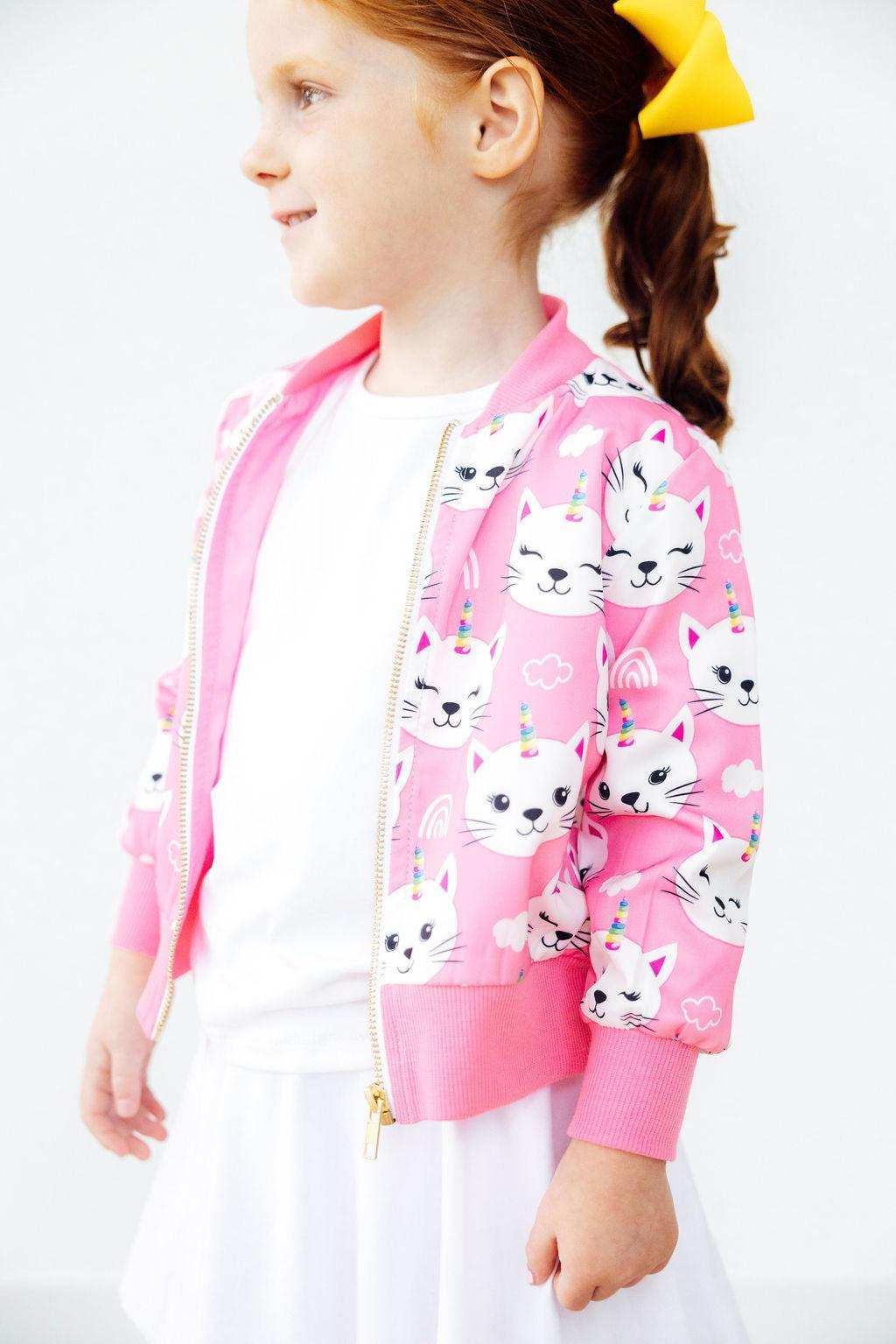 Unicorn Kitties Satin Jacket - Aaria Tees Aaria Tees