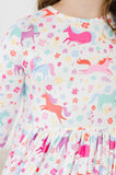 Unicorn Wish 3/4 Sleeve Pocket Twirl Dress - Aaria Tees Aaria Tees