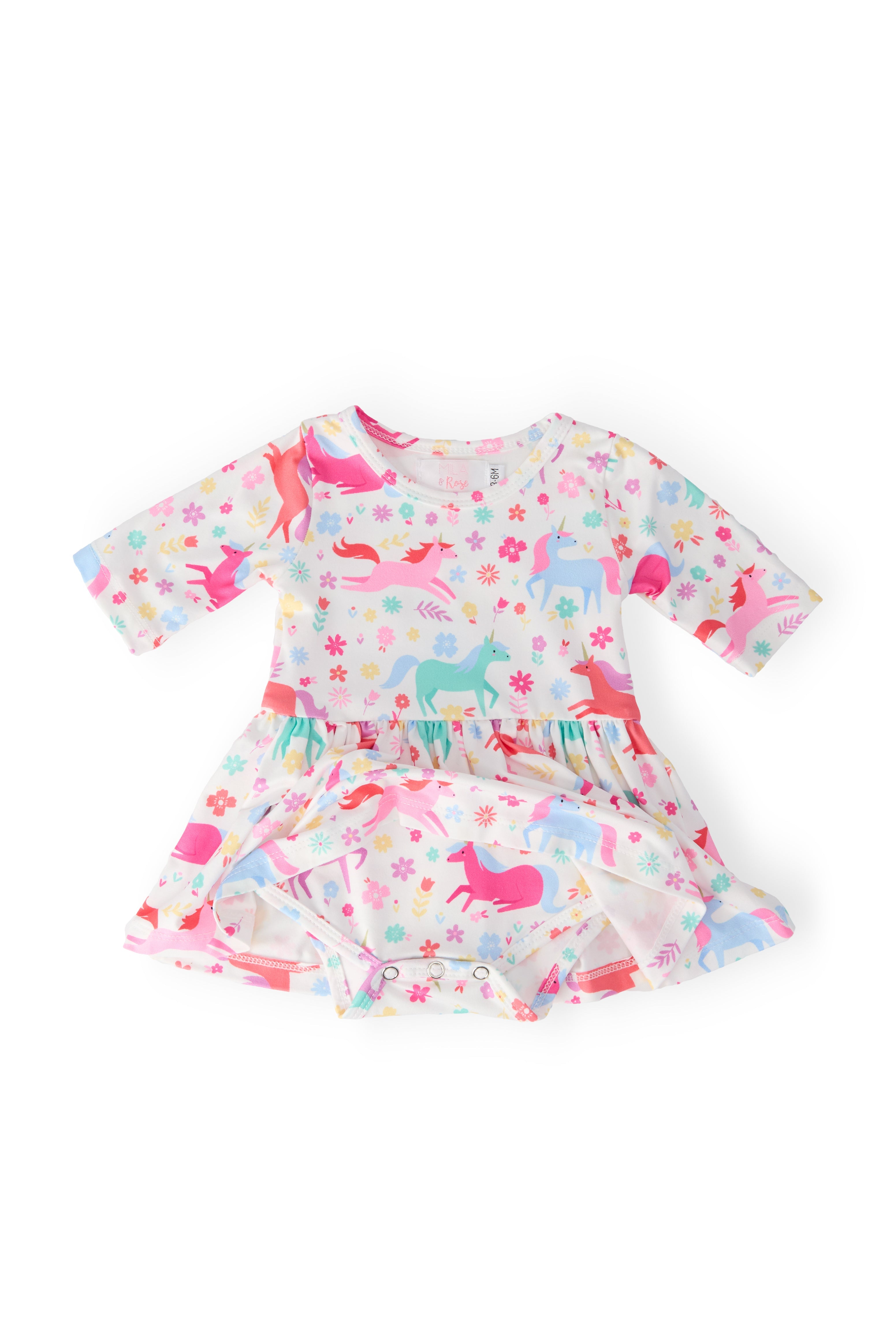 Unicorn Wish 3/4 Sleeve Twirl Bodysuit - Aaria Tees Aaria Tees