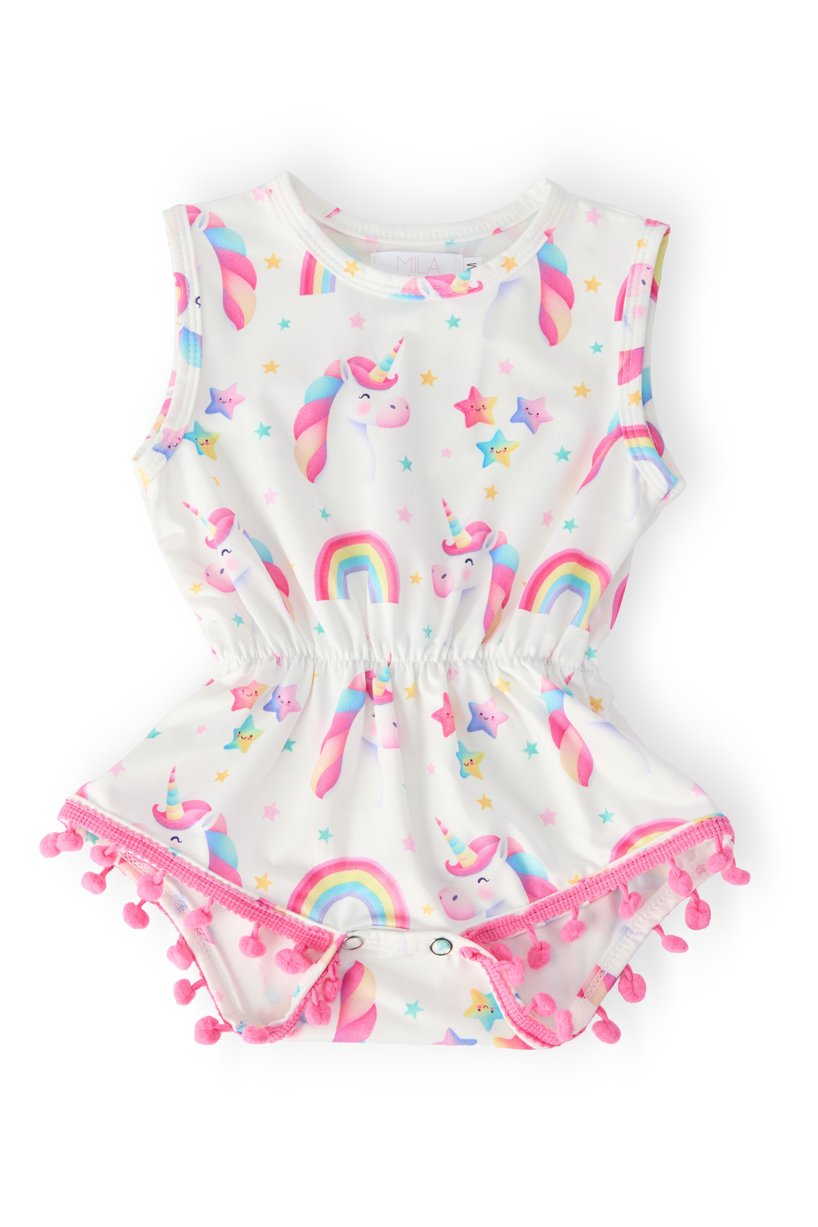 Unicorn Magic Pom Pom Romper - Aaria Tees Aaria Tees
