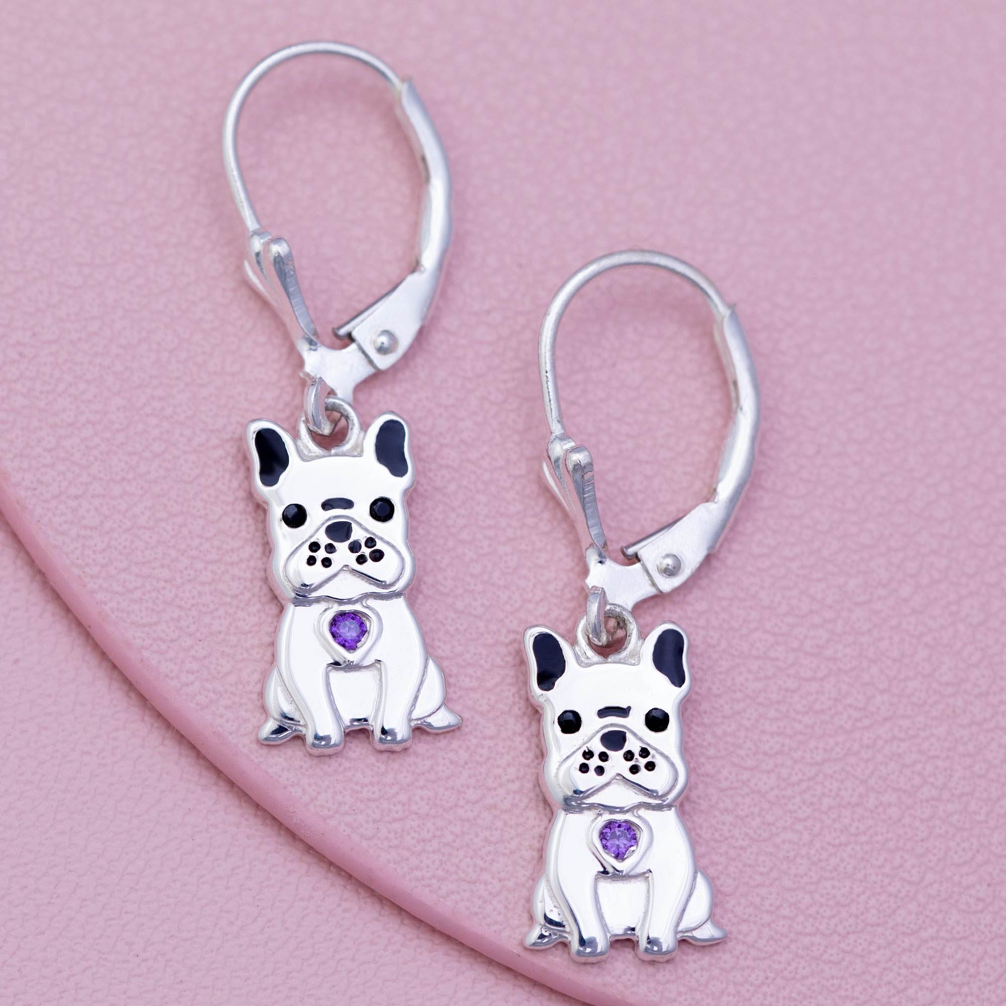 Sterling & Crystal Pup Earrings - Aaria Tees Aaria Tees