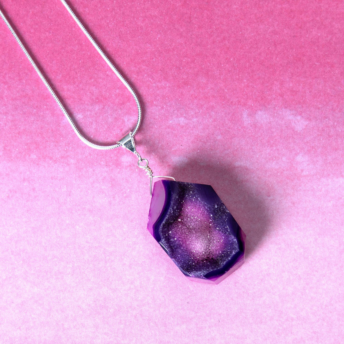 Cool Hues Sterling Silver & Druzy Necklace - Aaria Tees