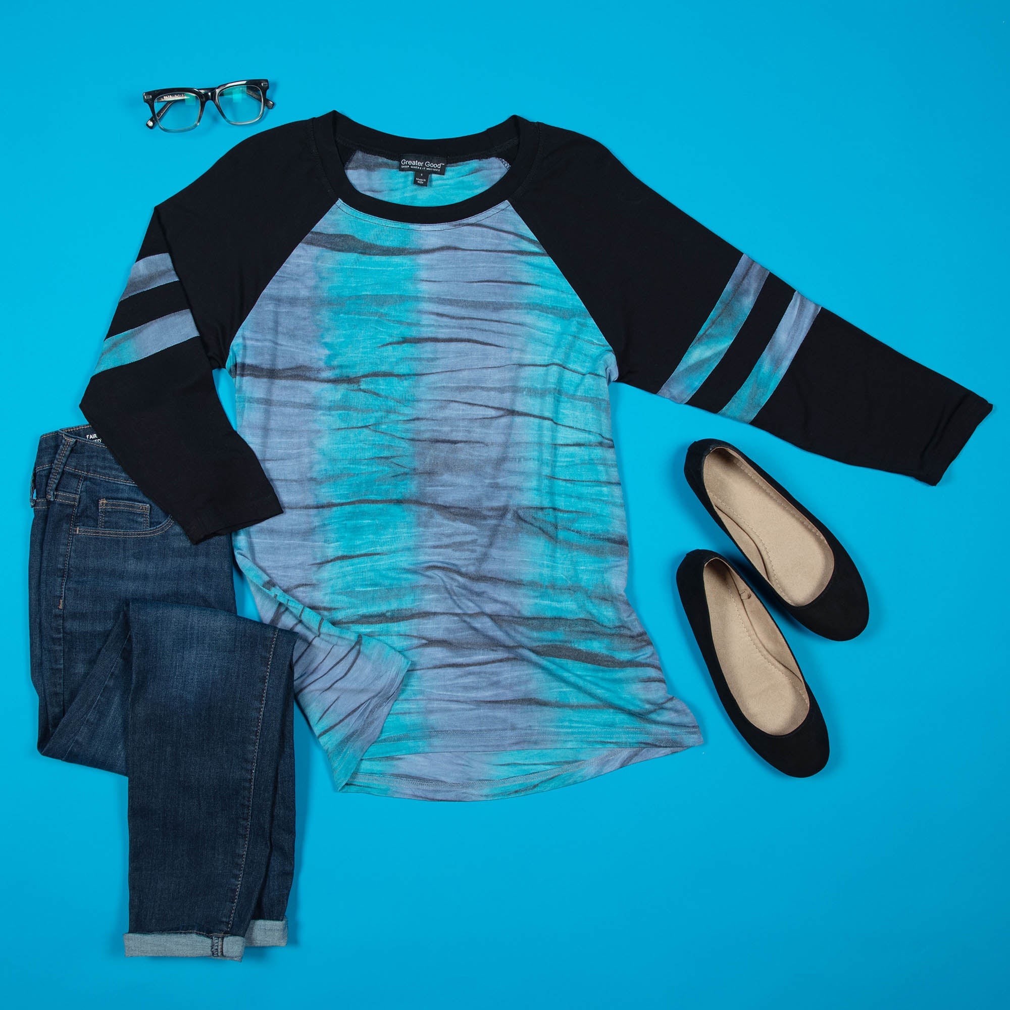 Safari Blue Raglan Top - Aaria Tees Aaria Tees