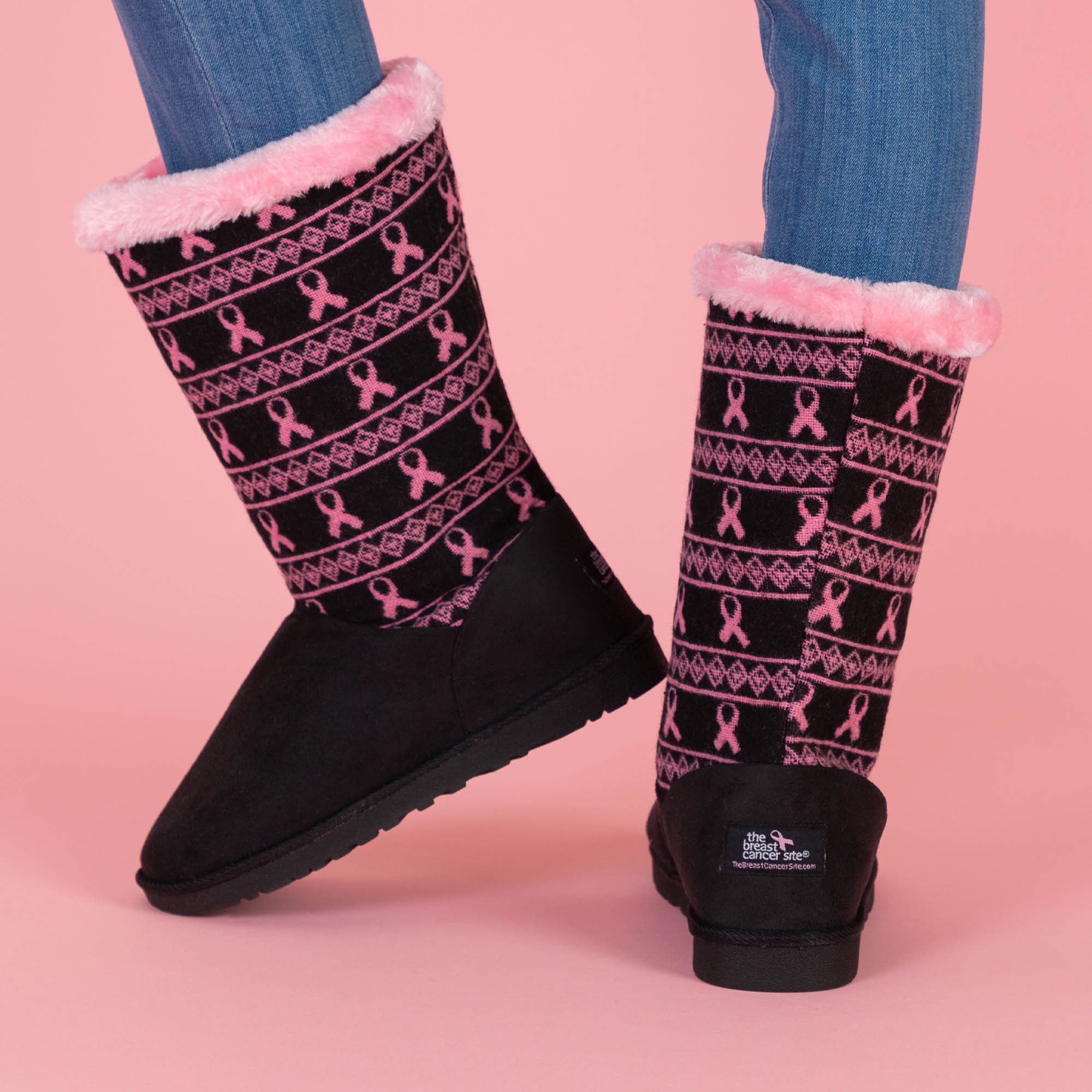 Pink Ribbon Knit Boots - Aaria Tees Aaria Tees