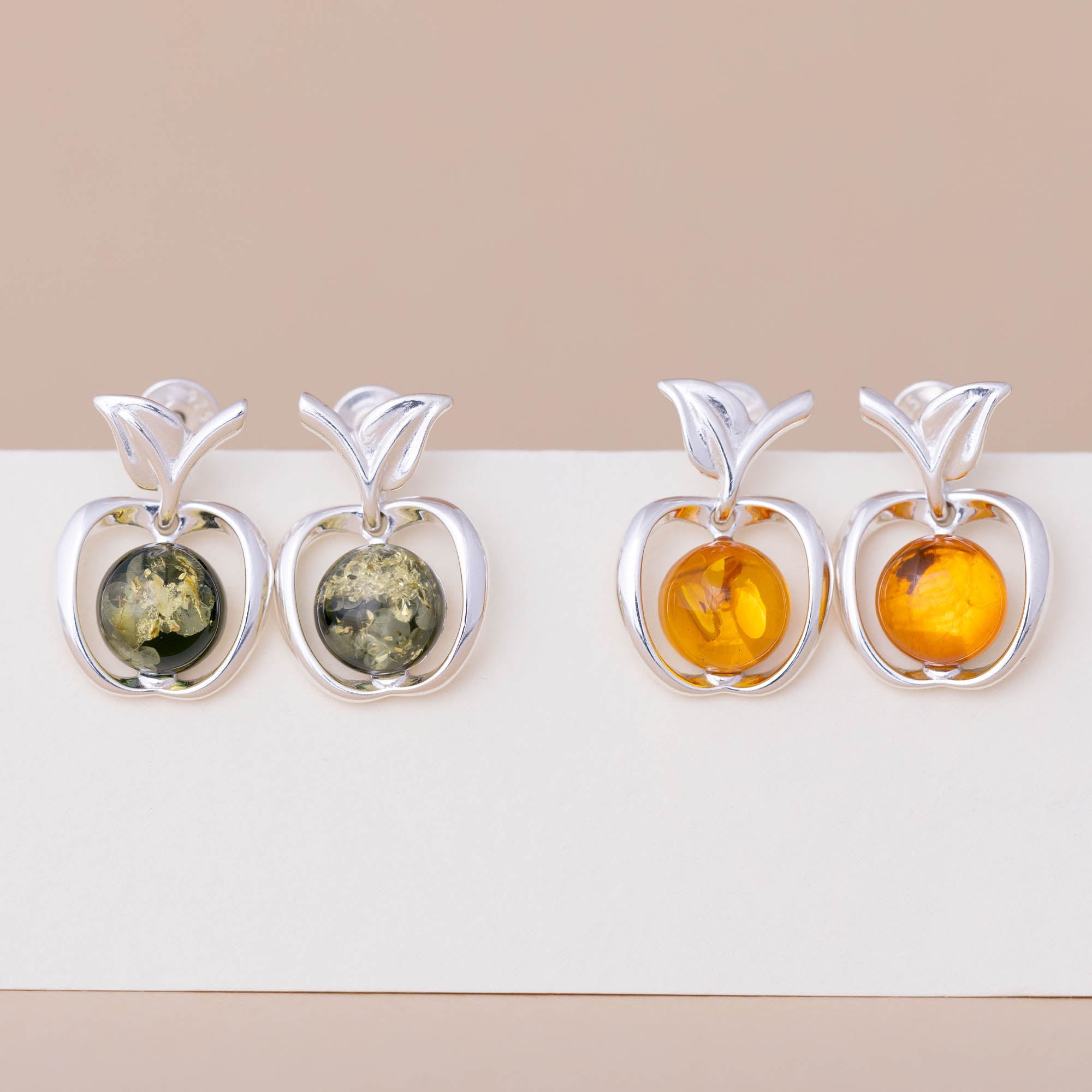 Sterling & Amber Apple Earrings - Aaria Tees Aaria Tees