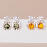 Sterling & Amber Apple Earrings - Aaria Tees Aaria Tees