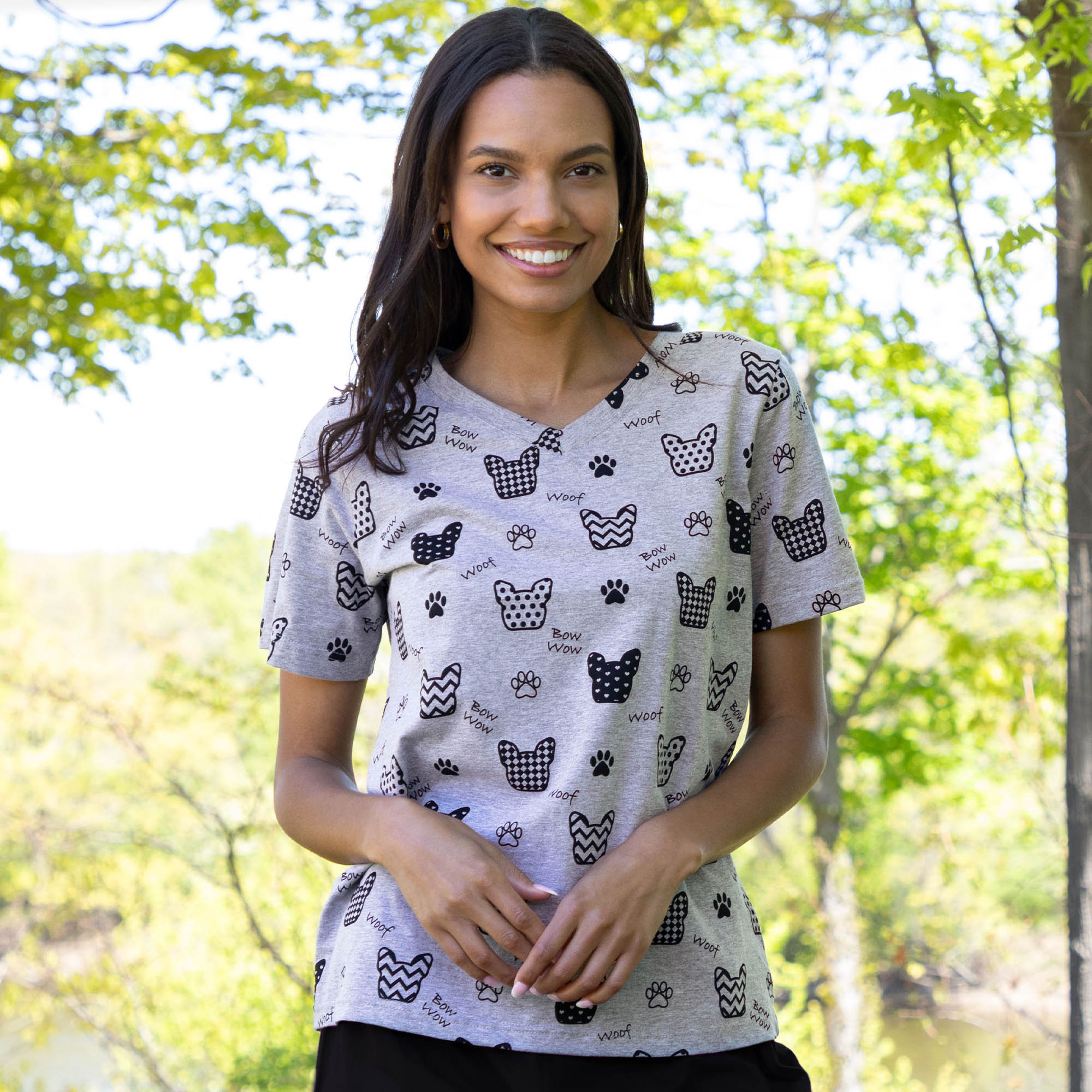 Pets with Prints V-Neck Tee - Aaria Tees Aaria Tees