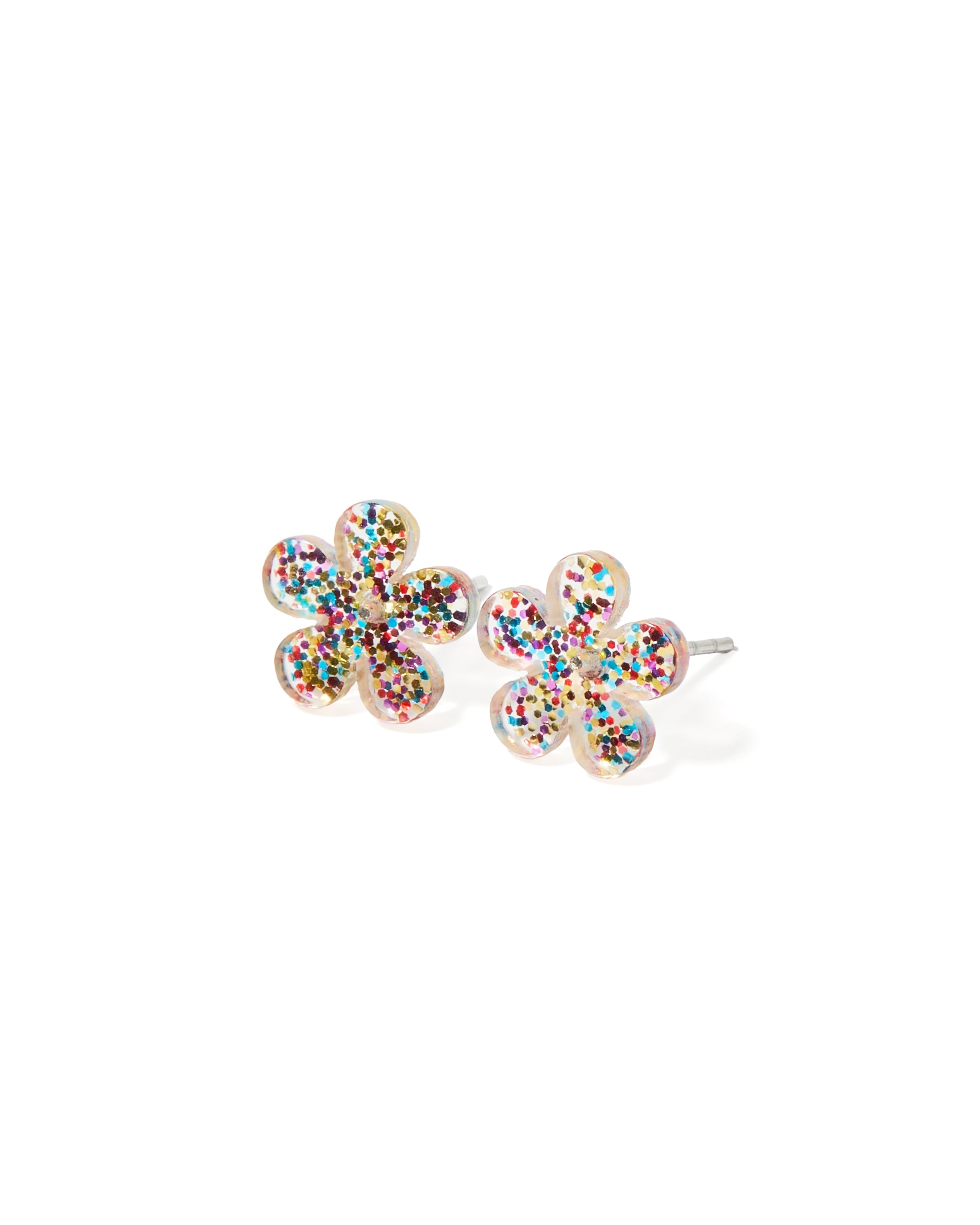 Jenna Stud Earrings - Flower Multi Glitter - Aaria Tees Aaria Tees