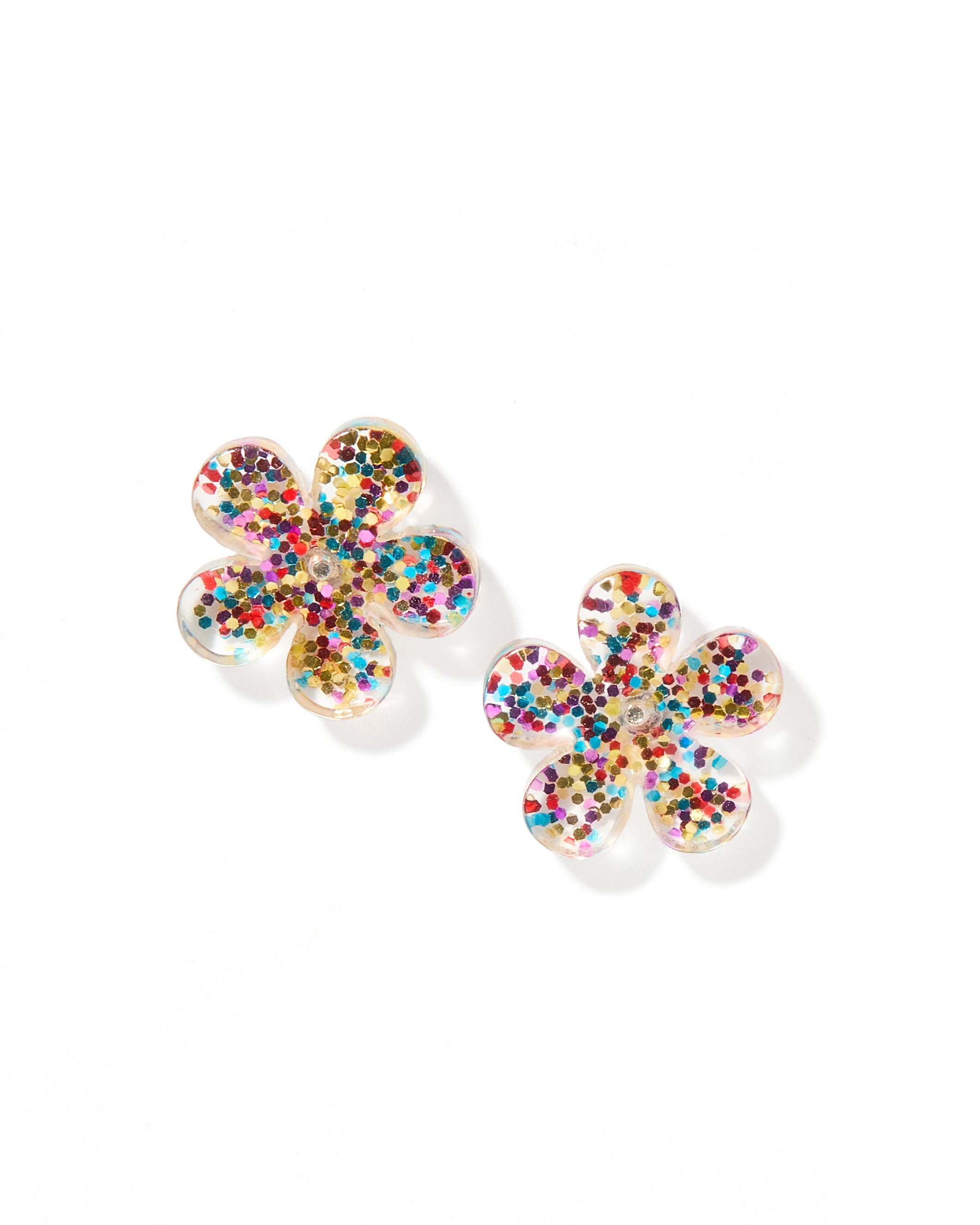 Jenna Stud Earrings - Flower Multi Glitter - Aaria Tees Aaria Tees