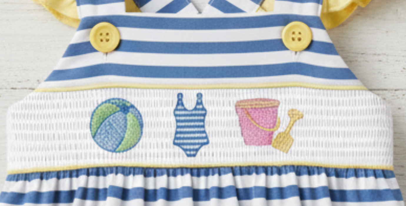 Smocked and embroidered Beach ball seaside dress - Aaria Tees Aaria Tees