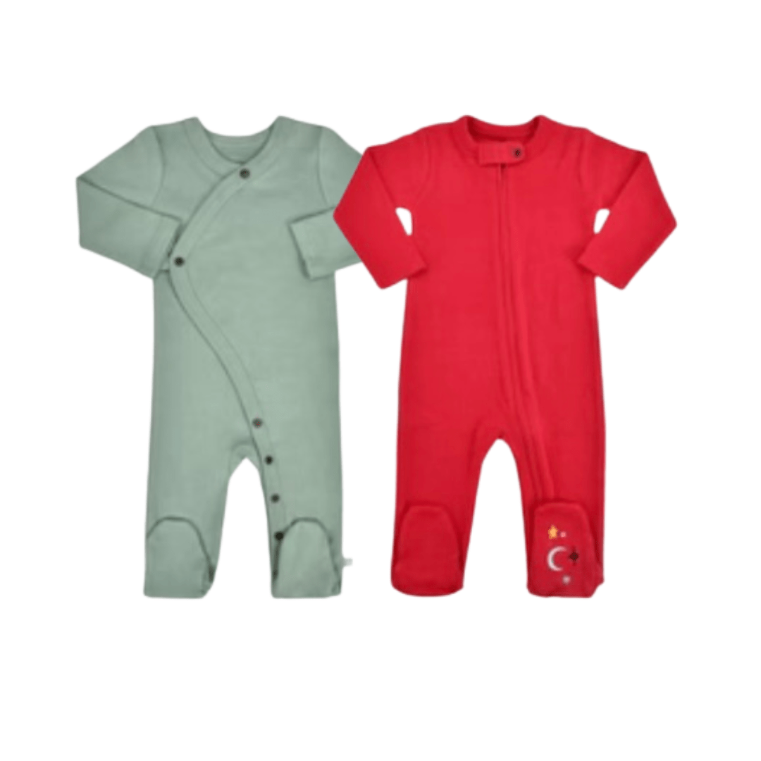 2 pc.  footie set | Red and Green - Aaria Tees