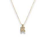 Pave Bubble Initial Necklace Aaria Tees