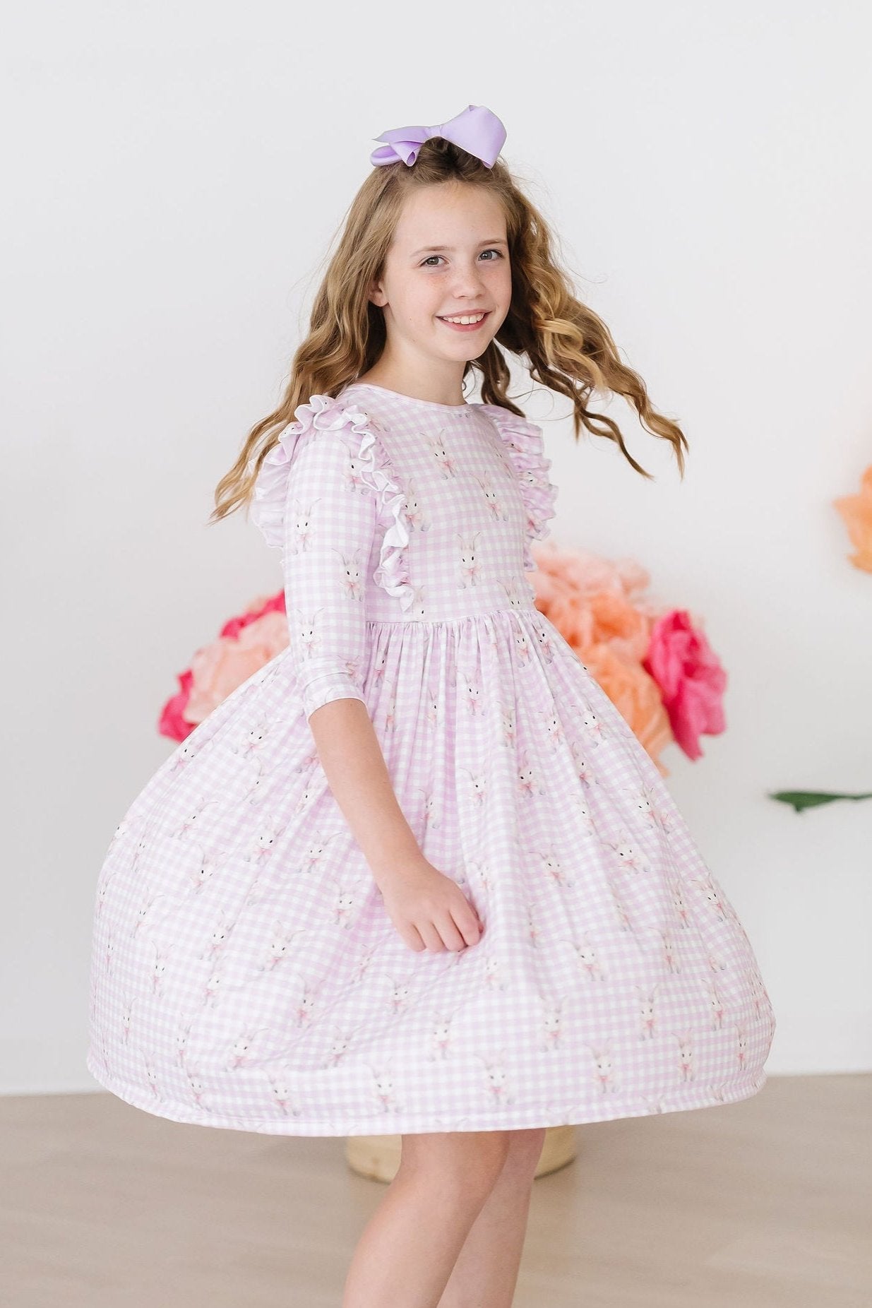 Baby Bunnies 3/4 Sleeve Ruffle Twirl Dress - Aaria Tees Aaria Tees