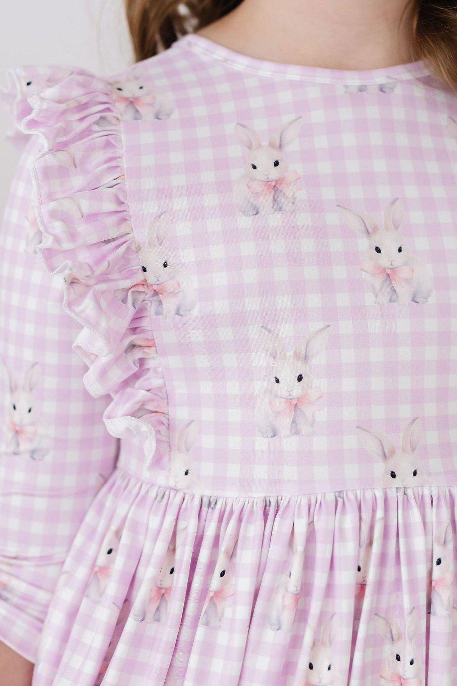 Baby Bunnies 3/4 Sleeve Ruffle Twirl Dress - Aaria Tees Aaria Tees
