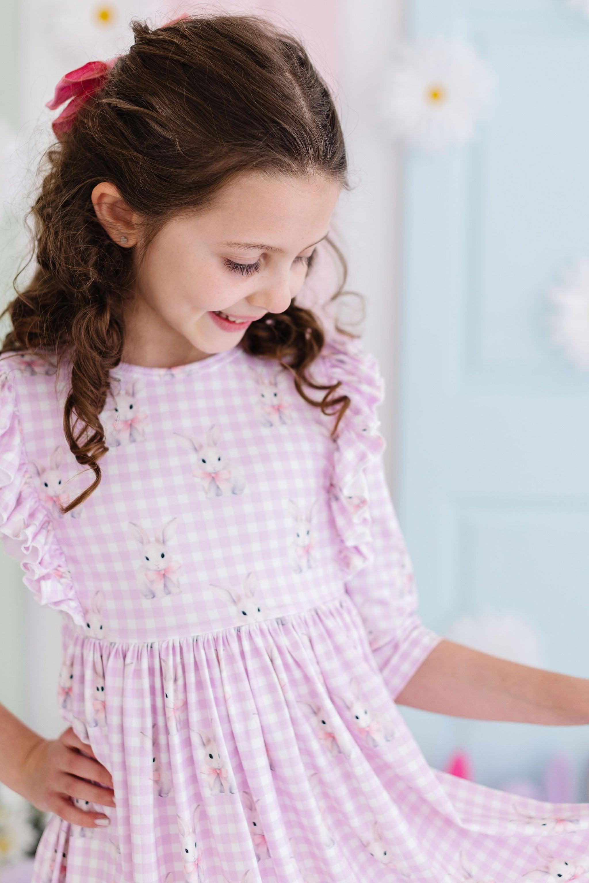 Baby Bunnies 3/4 Sleeve Ruffle Twirl Dress - Aaria Tees Aaria Tees