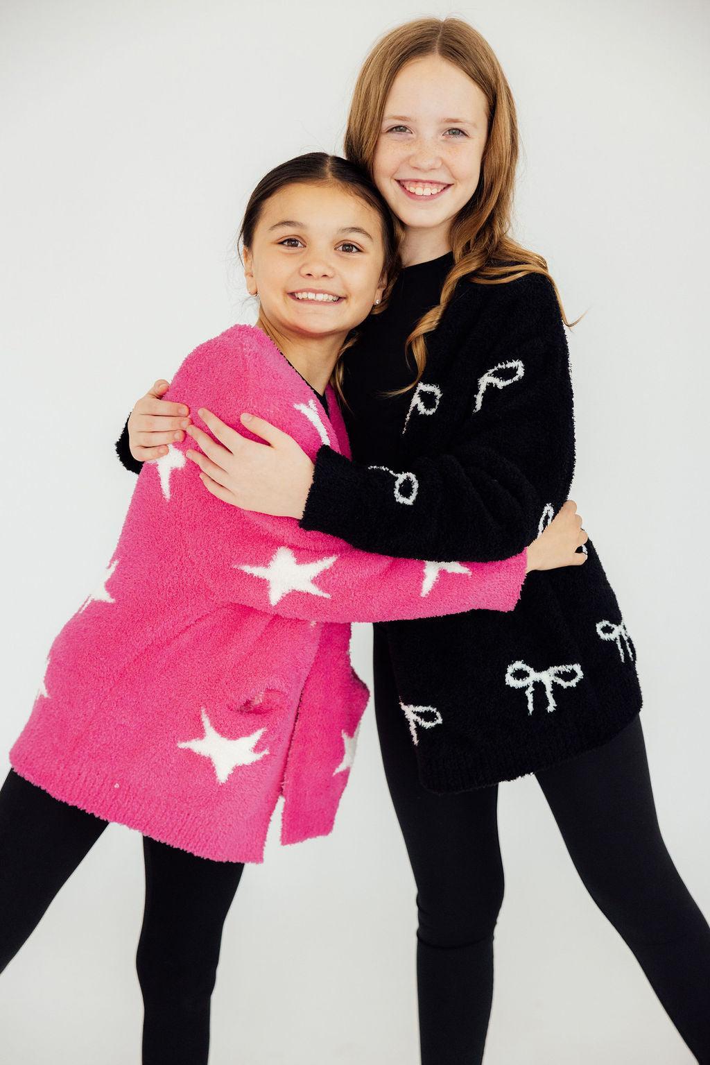 Bright Pink/Coconut Star Cozy Cardigan - Aaria Tees Aaria Tees