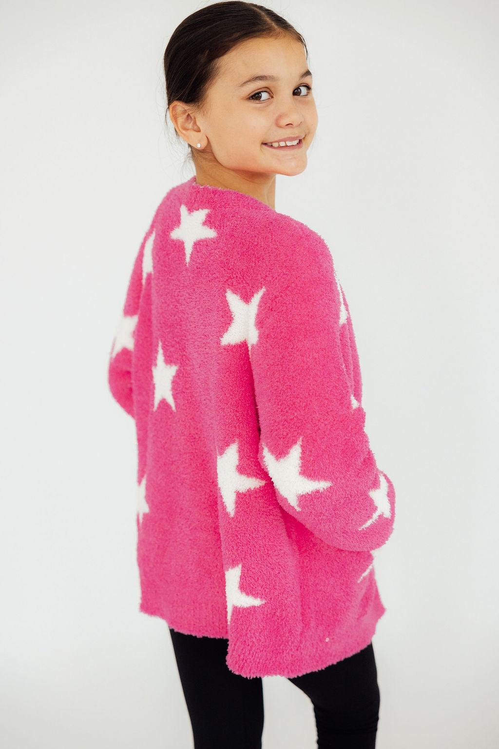 Bright Pink/Coconut Star Cozy Cardigan - Aaria Tees Aaria Tees