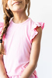 Bubblegum Pink S/S Ruffle Tee - Aaria Tees Aaria Tees