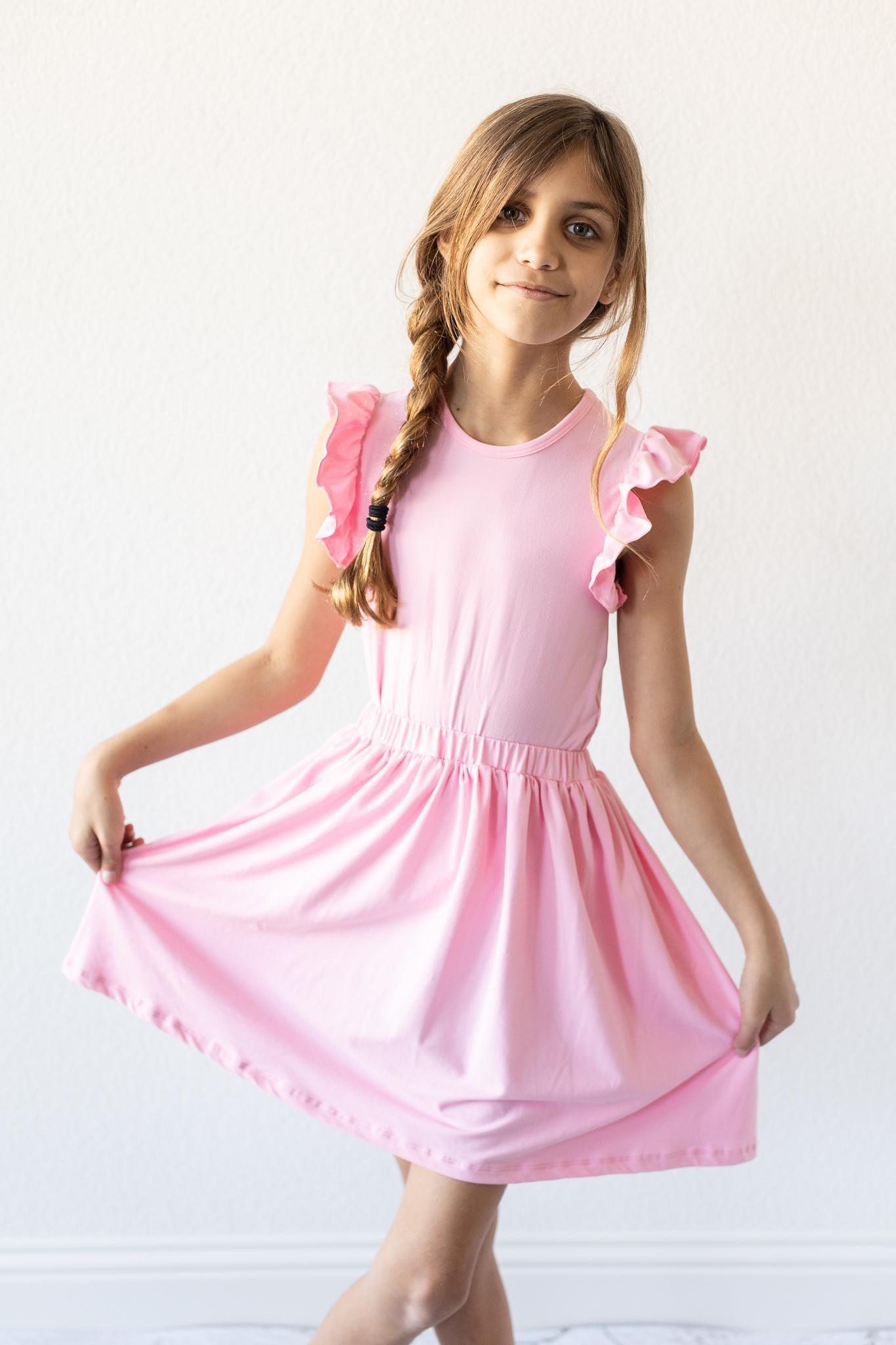 Bubblegum Pink S/S Ruffle Tee - Aaria Tees Aaria Tees