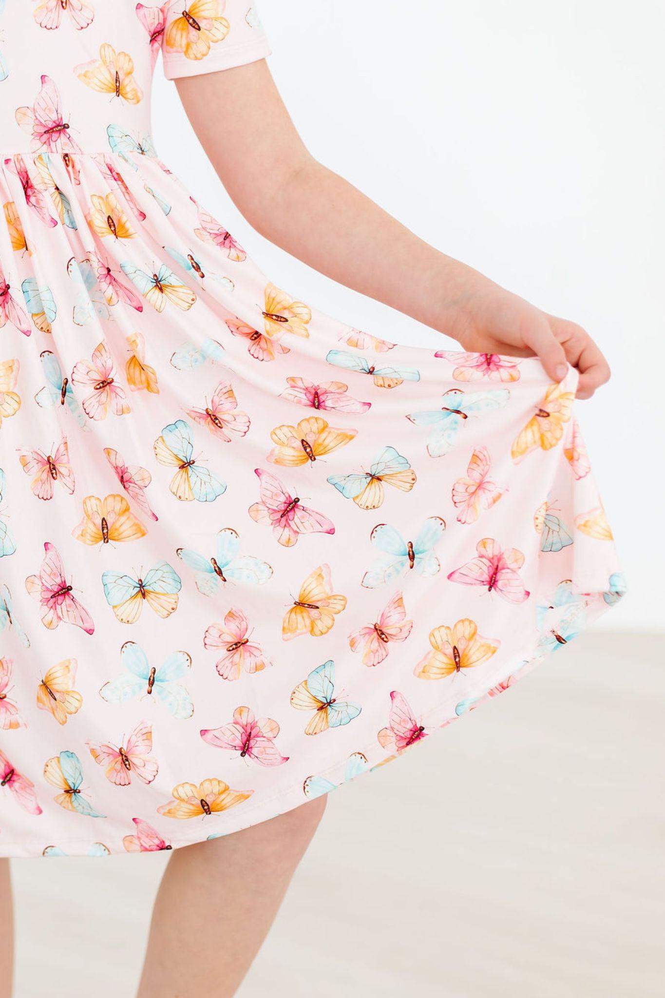 Butterfly Kisses S/S Pocket Twirl Dress - Aaria Tees Aaria Tees