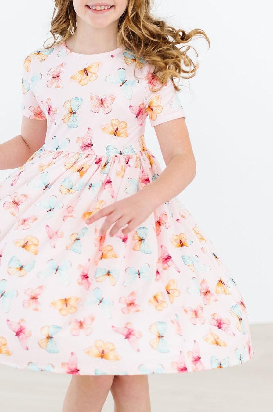 Butterfly Kisses S/S Pocket Twirl Dress - Aaria Tees Aaria Tees