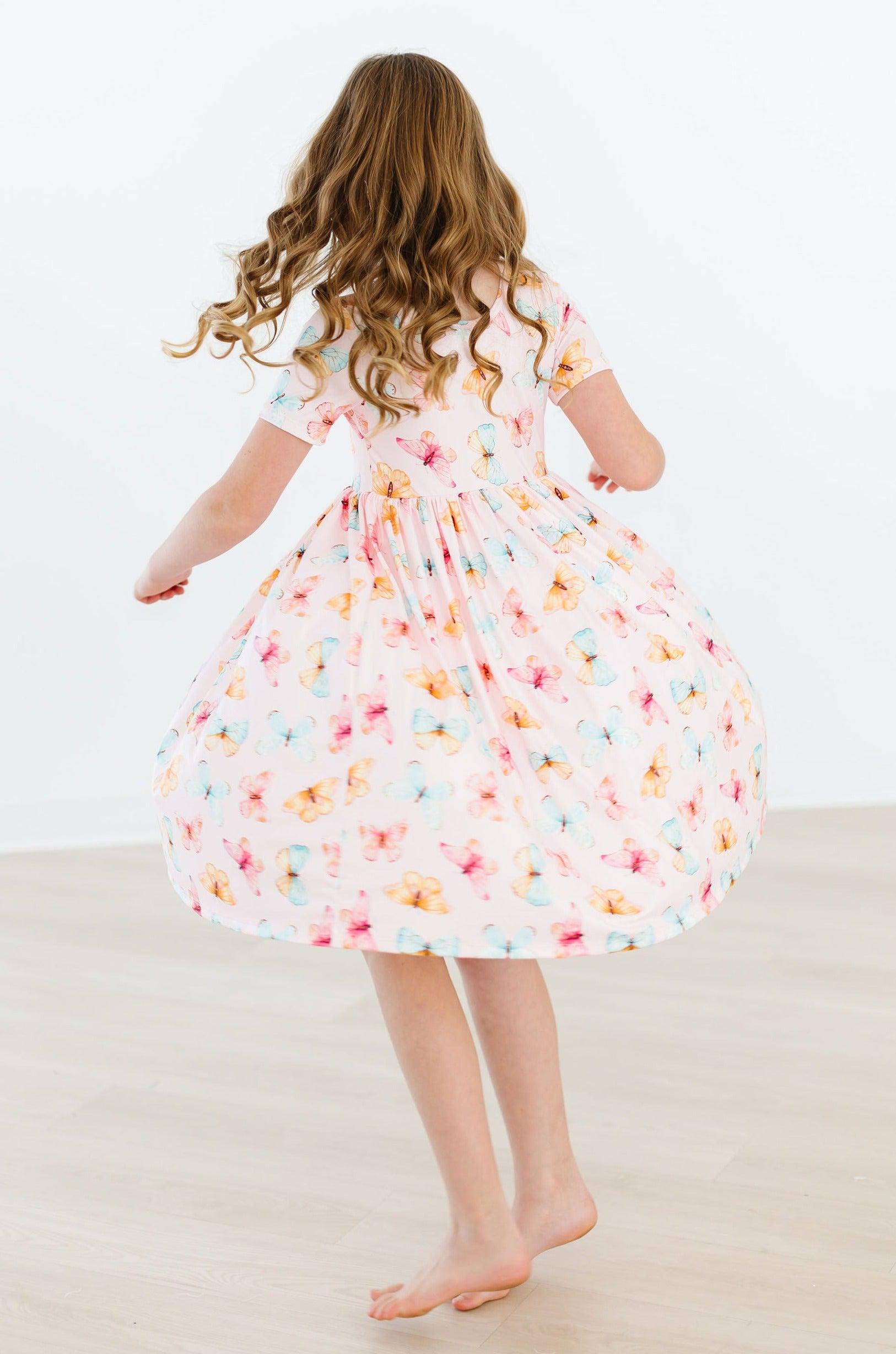 Butterfly Kisses S/S Pocket Twirl Dress - Aaria Tees Aaria Tees