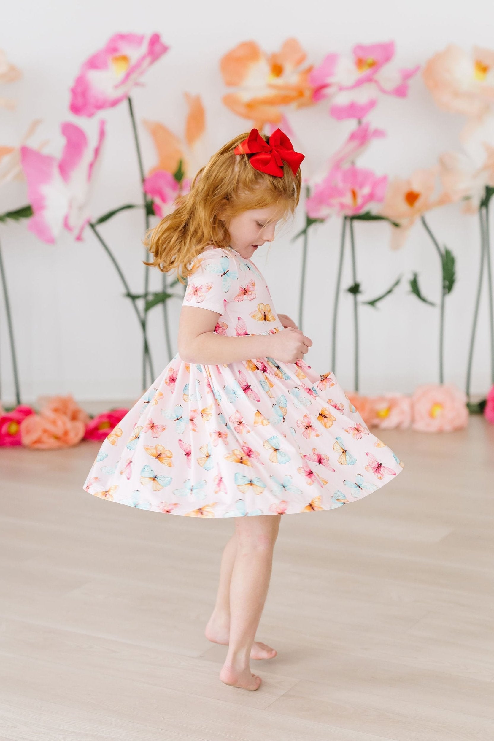 Butterfly Kisses S/S Pocket Twirl Dress - Aaria Tees Aaria Tees