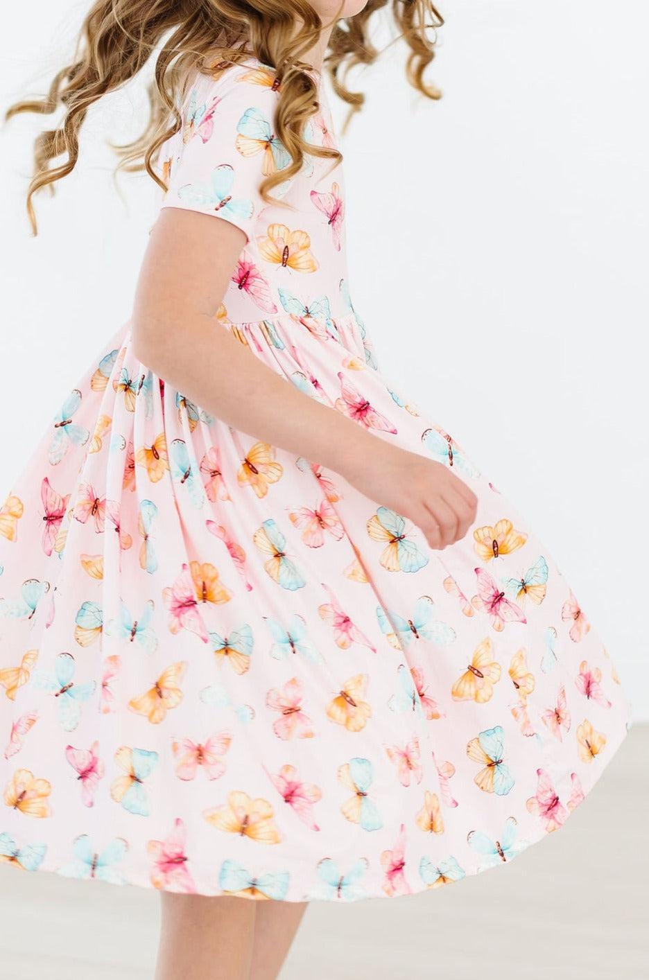 Butterfly Kisses S/S Pocket Twirl Dress - Aaria Tees Aaria Tees