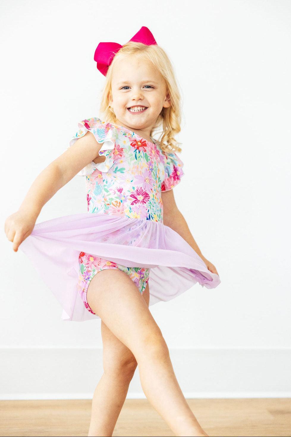 Field of Flowers S/S Twirl Leotard - Aaria Tees Aaria Tees