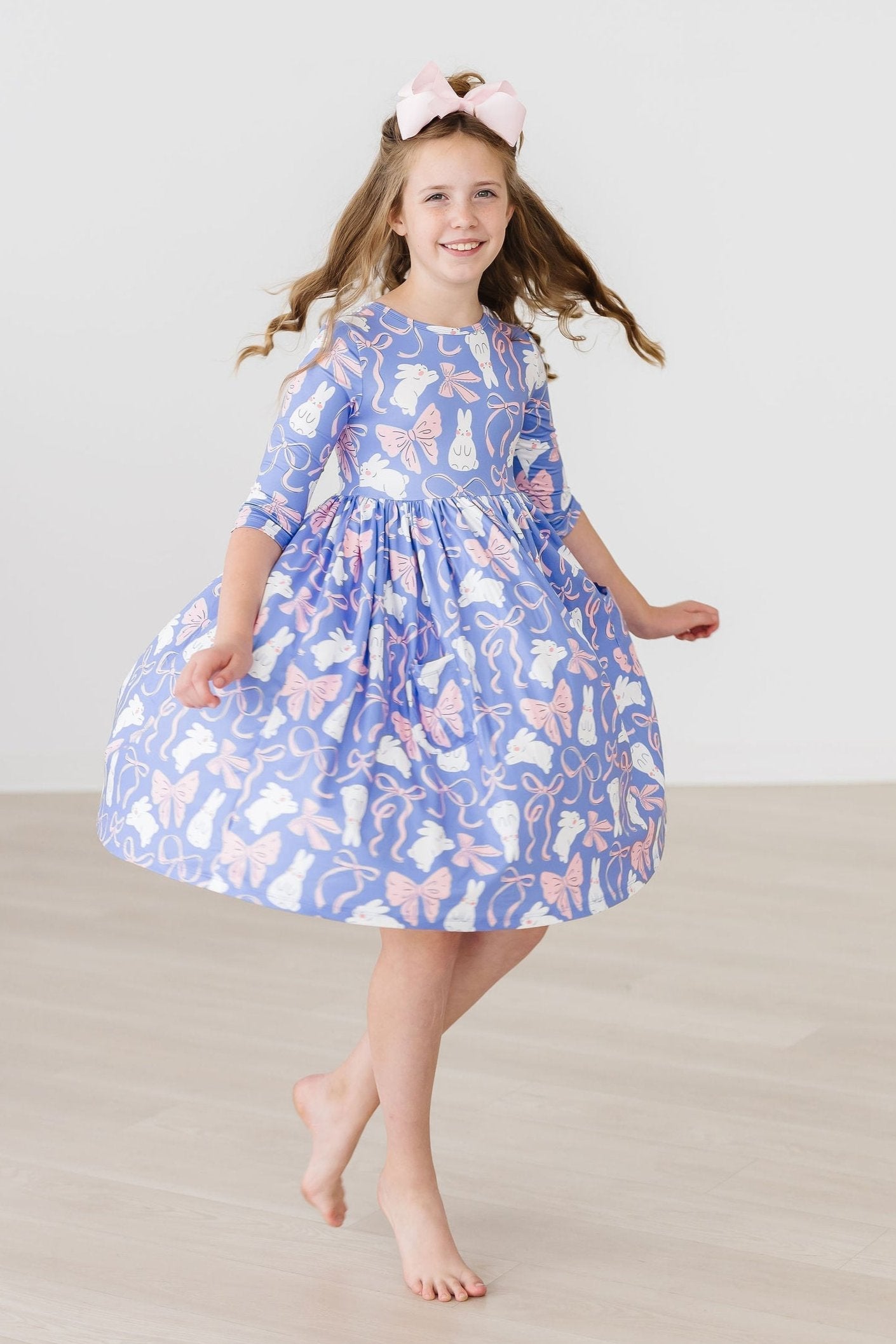 Hop, Skip & Twirl 3/4 Sleeve Pocket Twirl Dress - Aaria Tees Aaria Tees