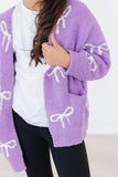 Lilac/Coconut Bow Cozy Cardigan - Aaria Tees Aaria Tees