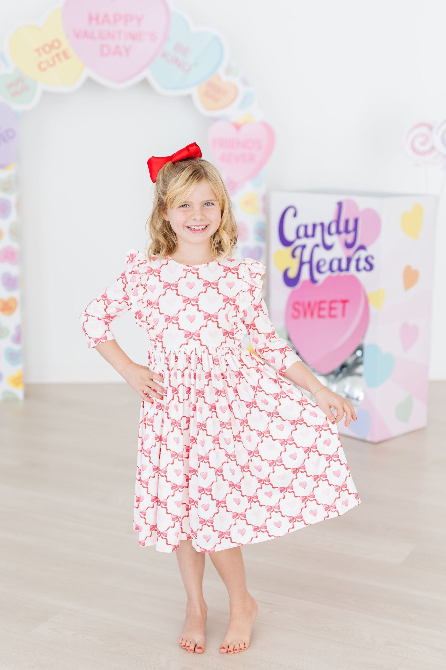 Lovebug 3/4 Sleeve Ruffle Twirl Dress - Aaria Tees Aaria Tees
