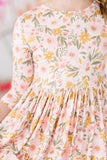 Pretty Peachy 3/4 Sleeve Pocket Twirl Dress - Aaria Tees Aaria Tees