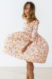 Pretty Peachy 3/4 Sleeve Pocket Twirl Dress - Aaria Tees Aaria Tees