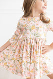 Pretty Peachy 3/4 Sleeve Pocket Twirl Dress - Aaria Tees Aaria Tees