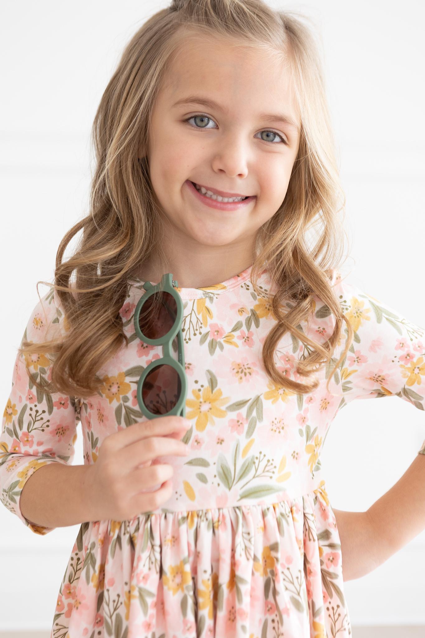 Pretty Peachy 3/4 Sleeve Pocket Twirl Dress - Aaria Tees Aaria Tees