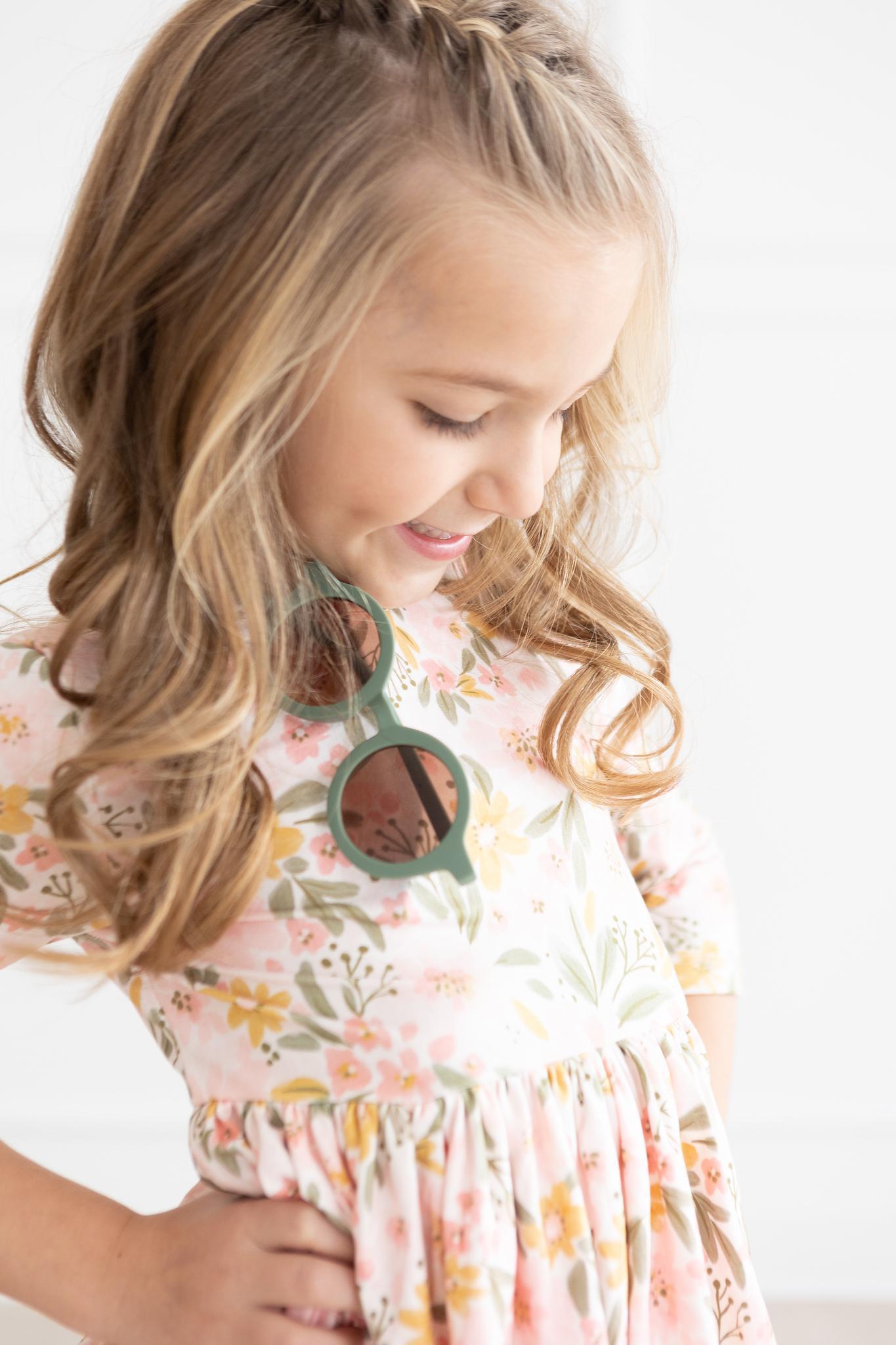 Pretty Peachy 3/4 Sleeve Pocket Twirl Dress - Aaria Tees Aaria Tees